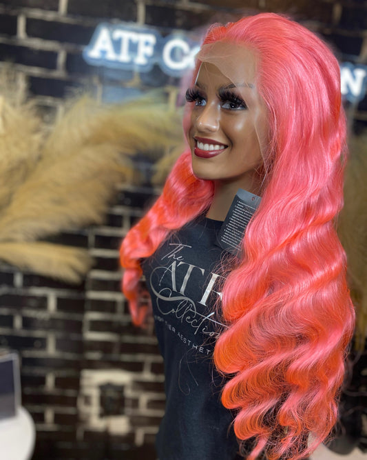 Pink Body Wave Lace Front Wig