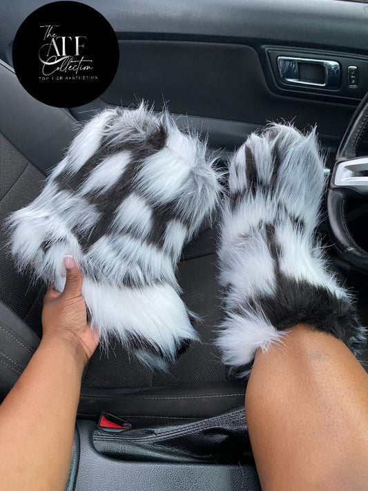 Black & White Fur Boots